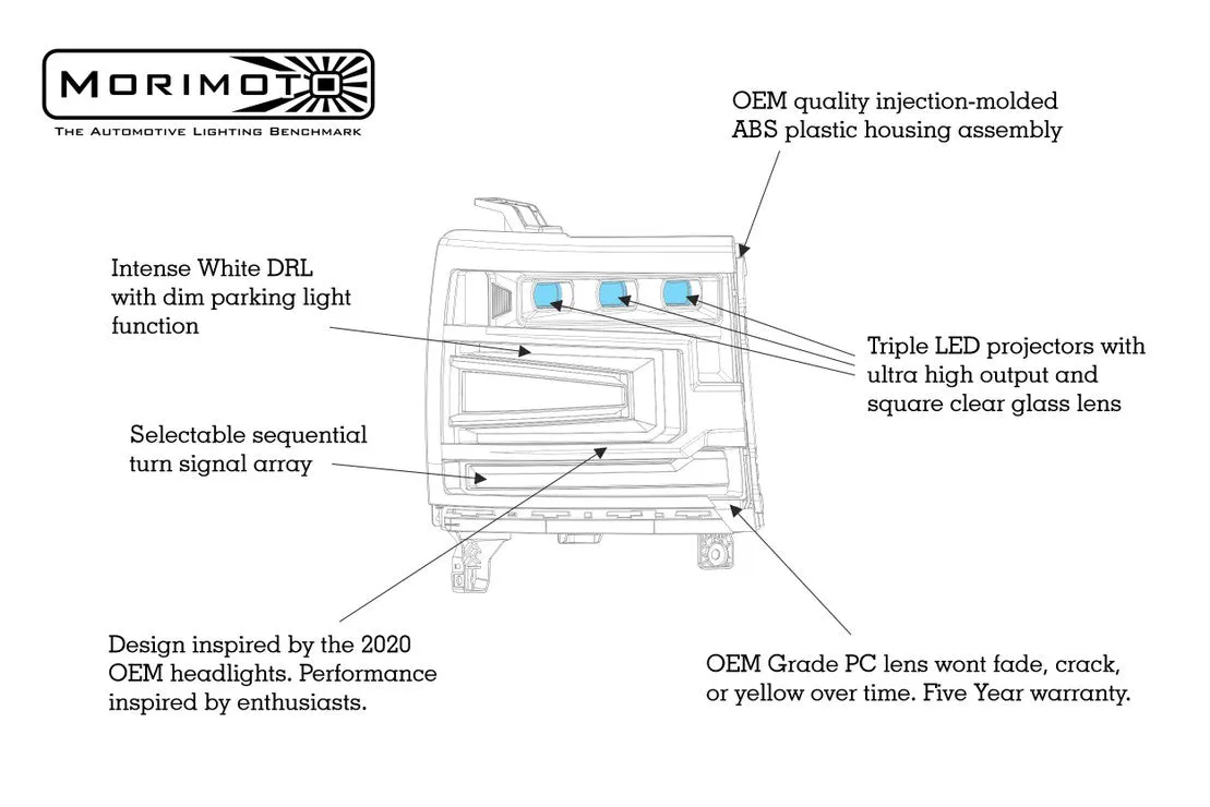 2016-2018 Chevrolet Silverado 1500 XB LED Headlights Colormatched