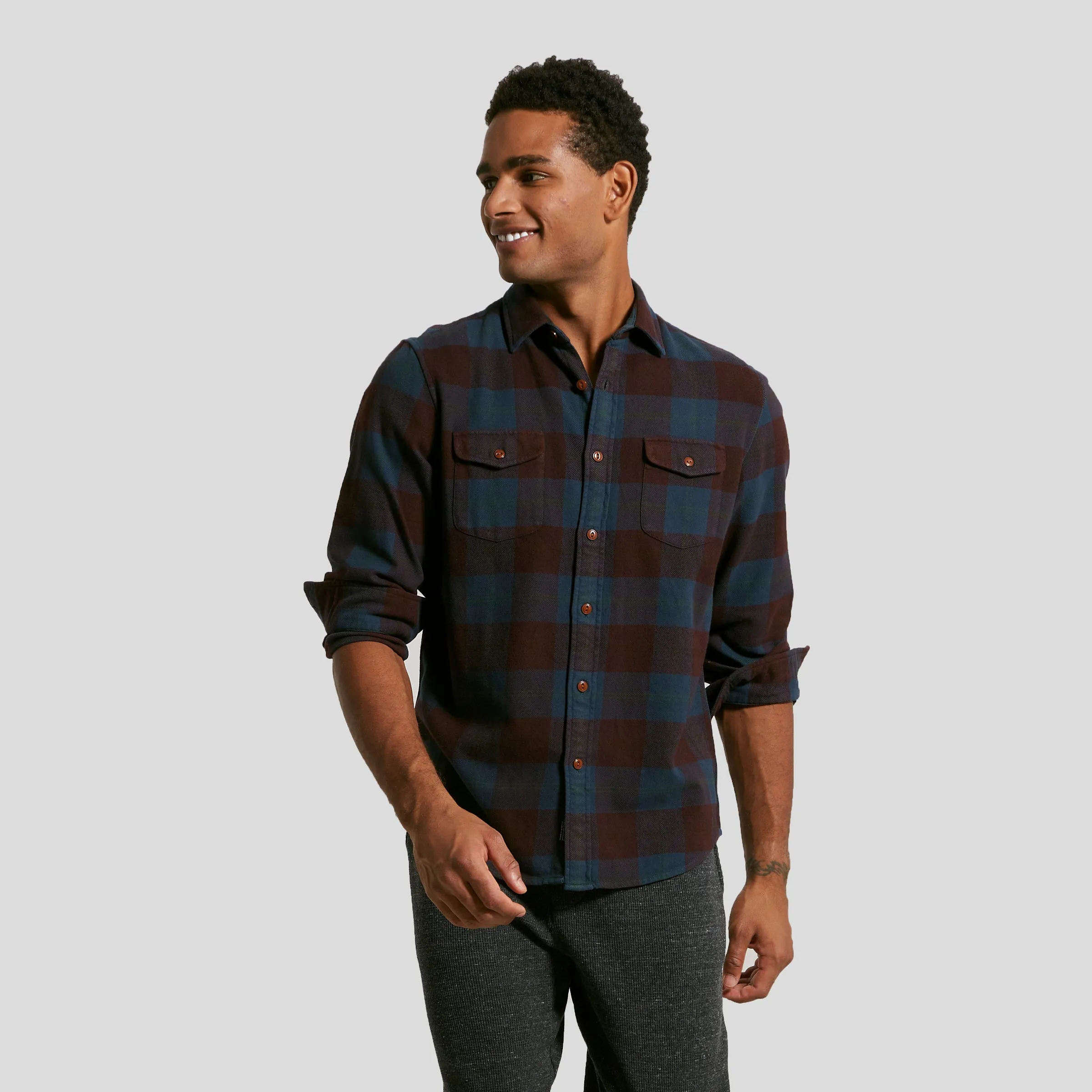 Boseman Heritage Flannel - Burgundy Slate