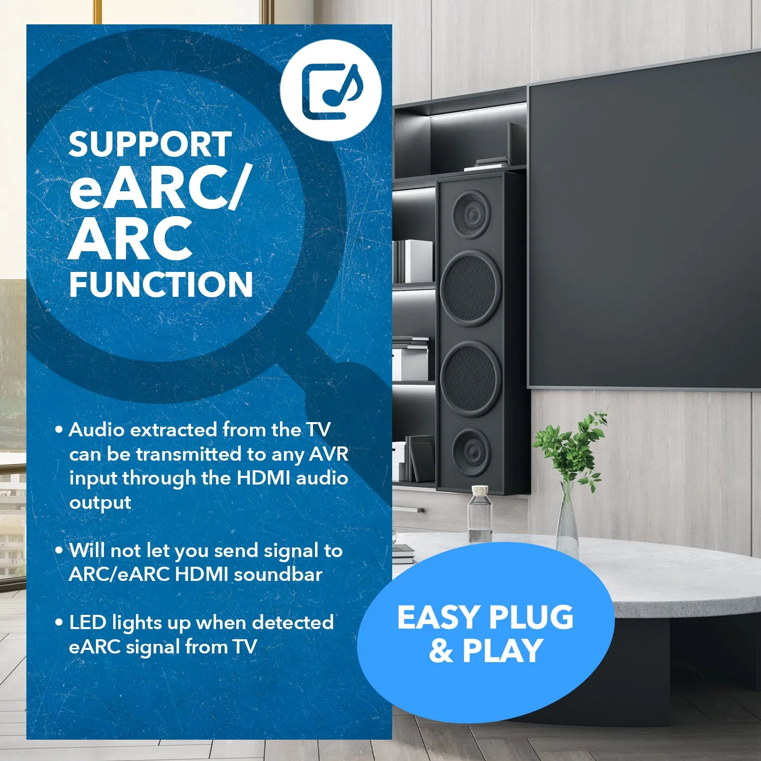 EARC Audio Extractor 4K@60Hz, Downmixing L/R HDMI Downscaler & 2.0 ARC Support, 18Gbps Bandwidth (HDA-939)