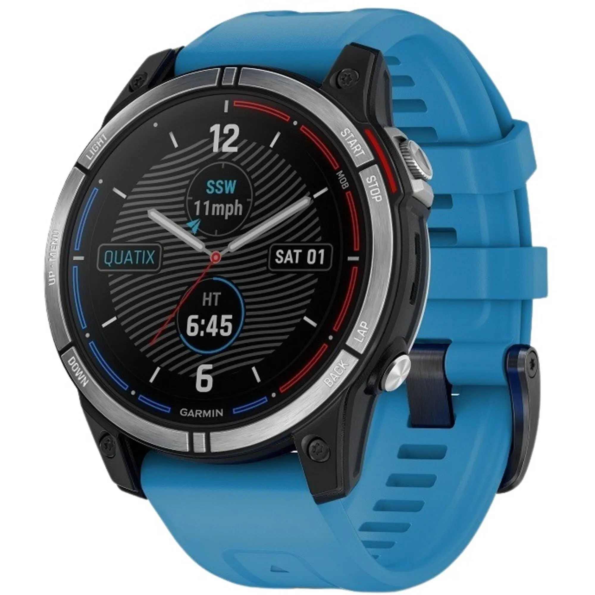 Garmin Unisex Smartwatch - Quatix 7 Marine GPS Blue Silicone Strap | 010-02540-60