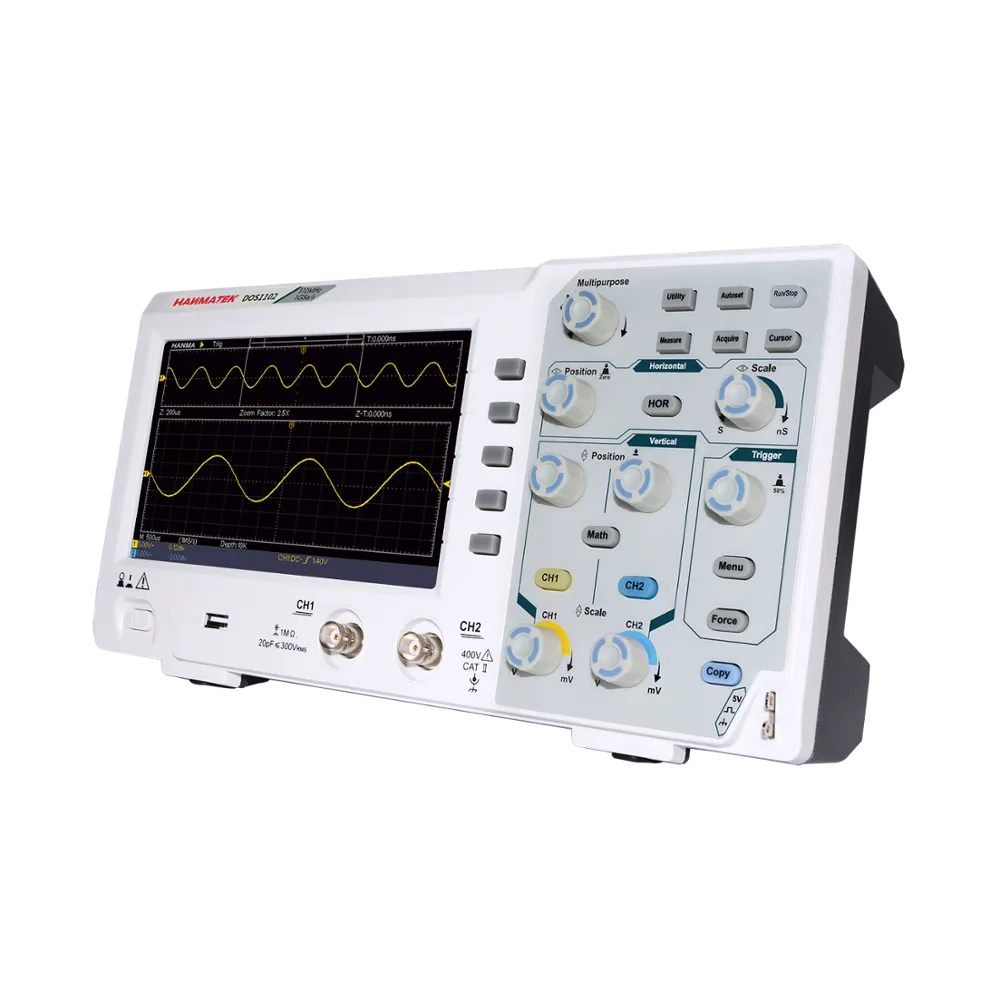 Hanmatek DOS1102 Digital Oscilloscope: 100mhz 2 channel 1gsa/s 7 inch LCD USB PC Connection