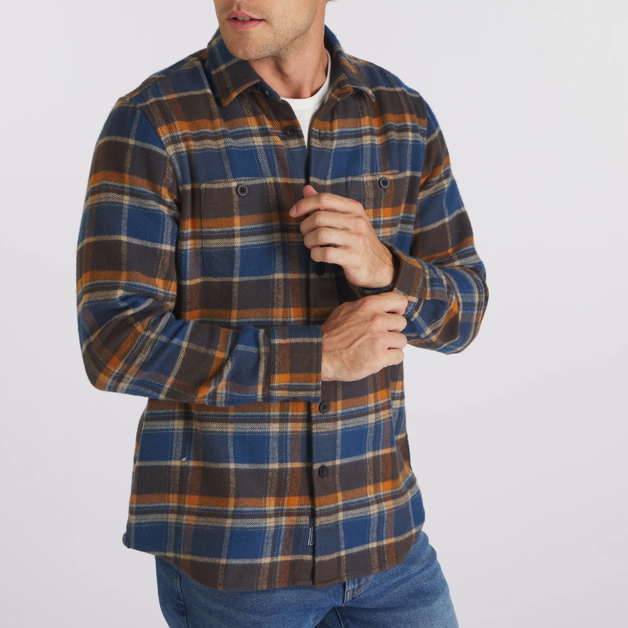 Scarboro Heritage Heavy Flannel  - Blue Orange Plaid