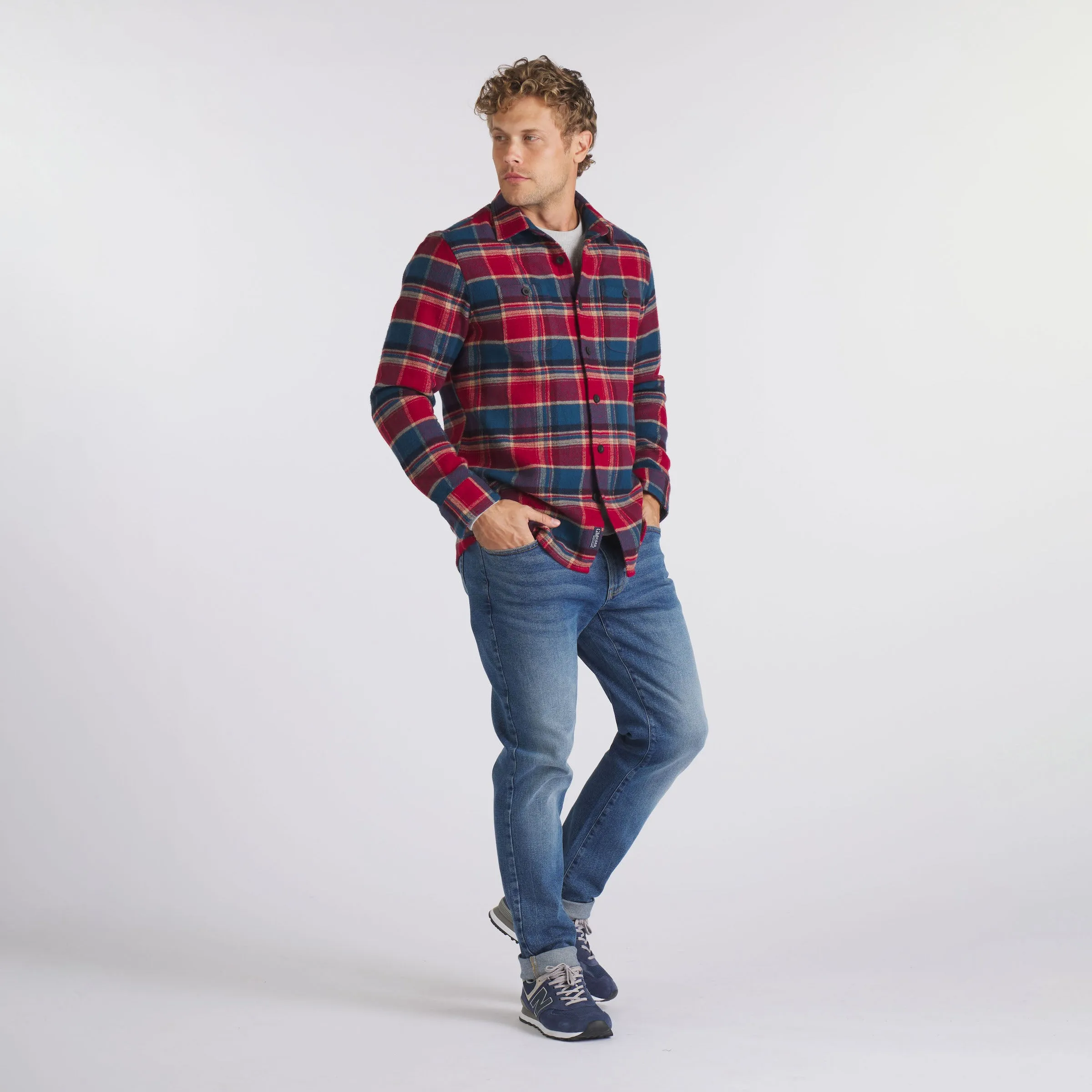 Scarboro Heritage Heavy Flannel  - Red Teal Plaid