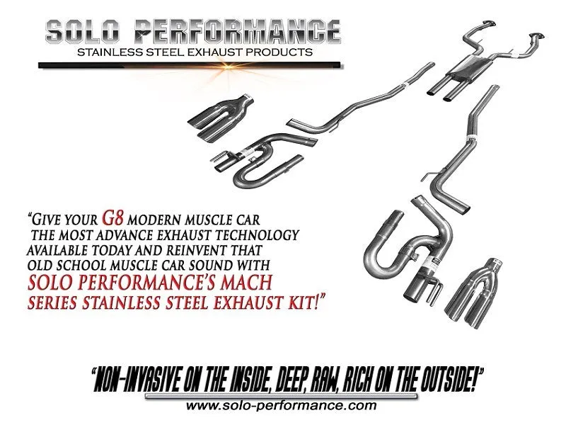 Solo Performance Exhaust Pontiac G8 V6 (2008-2009) Catback or Axleback