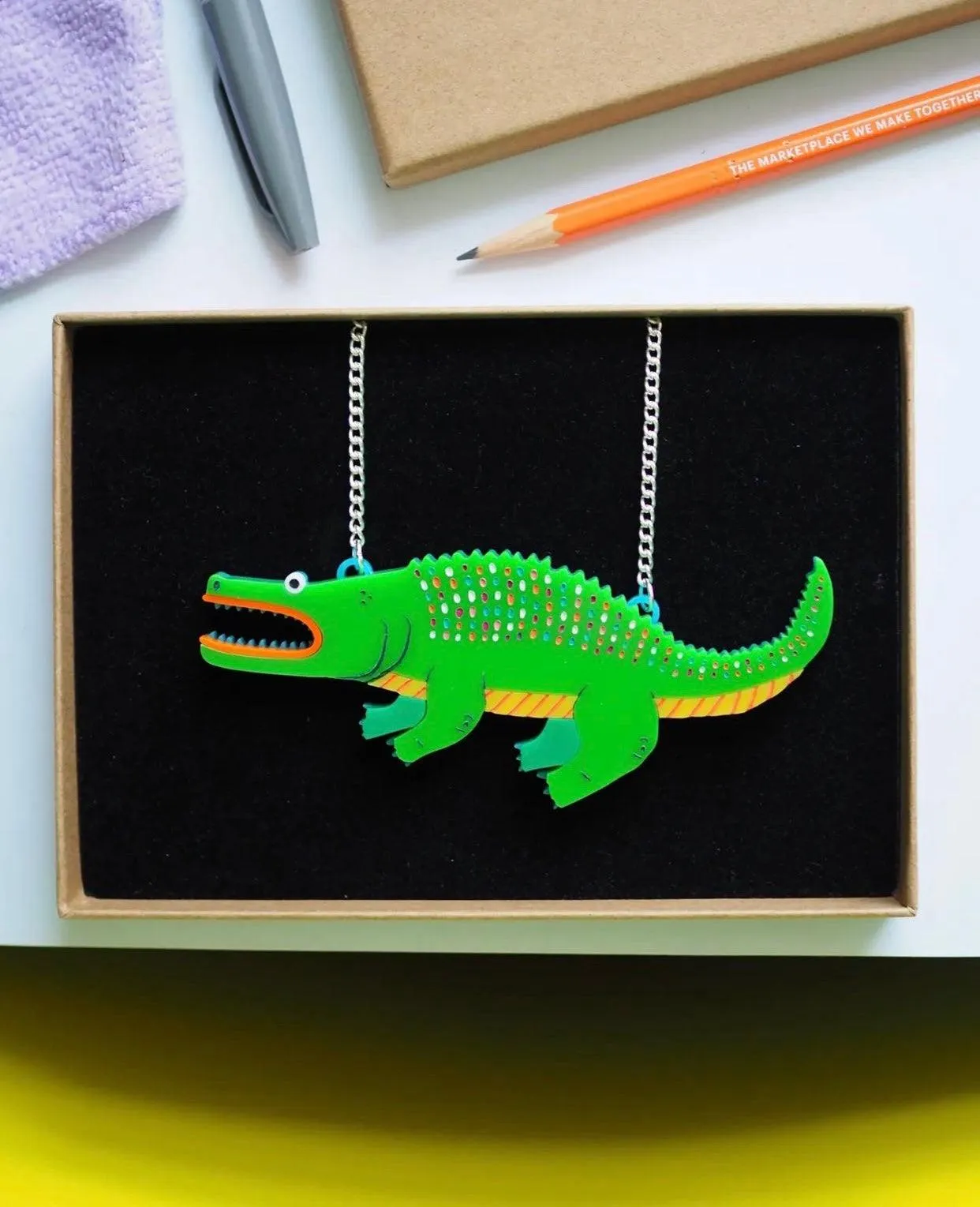 “Tic Tac” Alligator Necklace