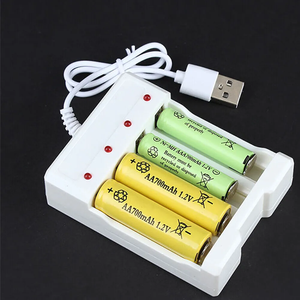 US 4 Slot Battery Charger For AA AAA Rechargeable Ni-MH Ni-CD Li-Ion Batteries