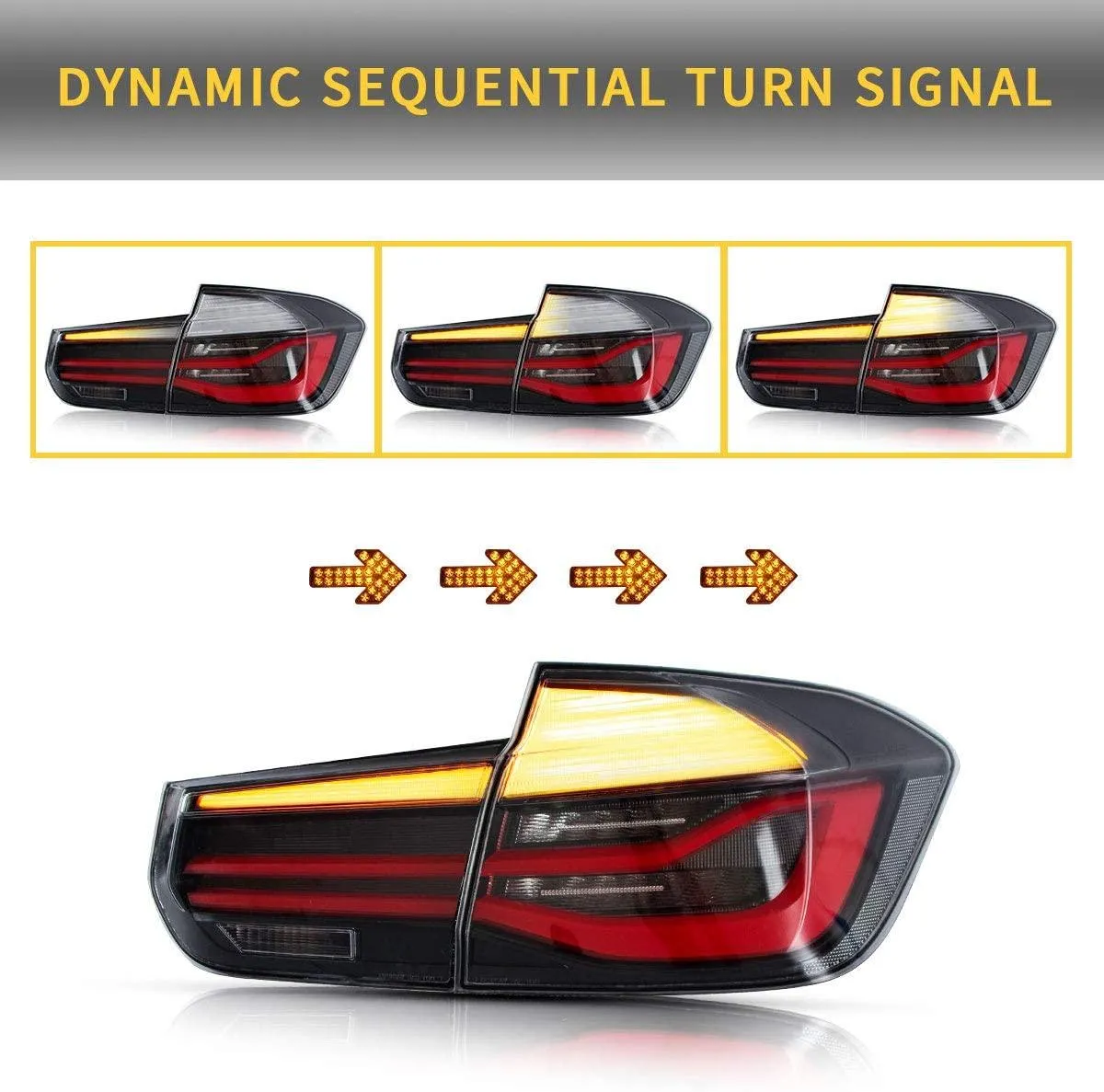 VLAND LED Tail Lights For 2012-2018 BMW 3-Series F30 F80 With Sequential Turn Signal [E-MARK]