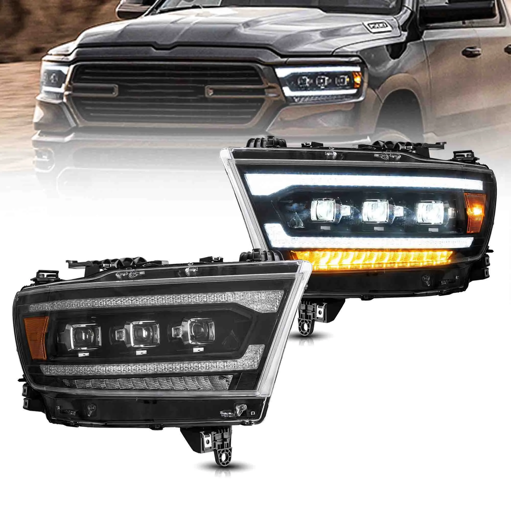 VLAND Matrix Projector Headlights For Dodge RAM 1500 2019-2024 5th Gen (DT) [SAE. DOT.]