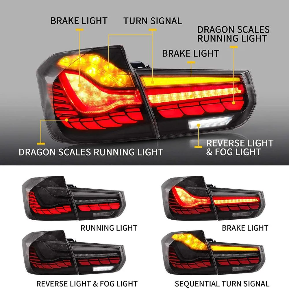 VLAND OLED Tail Lights For BMW 3-Series F30 F35 F80 M3 6th Gen Sedan 2012-2018 [E-MARK. DOT.]