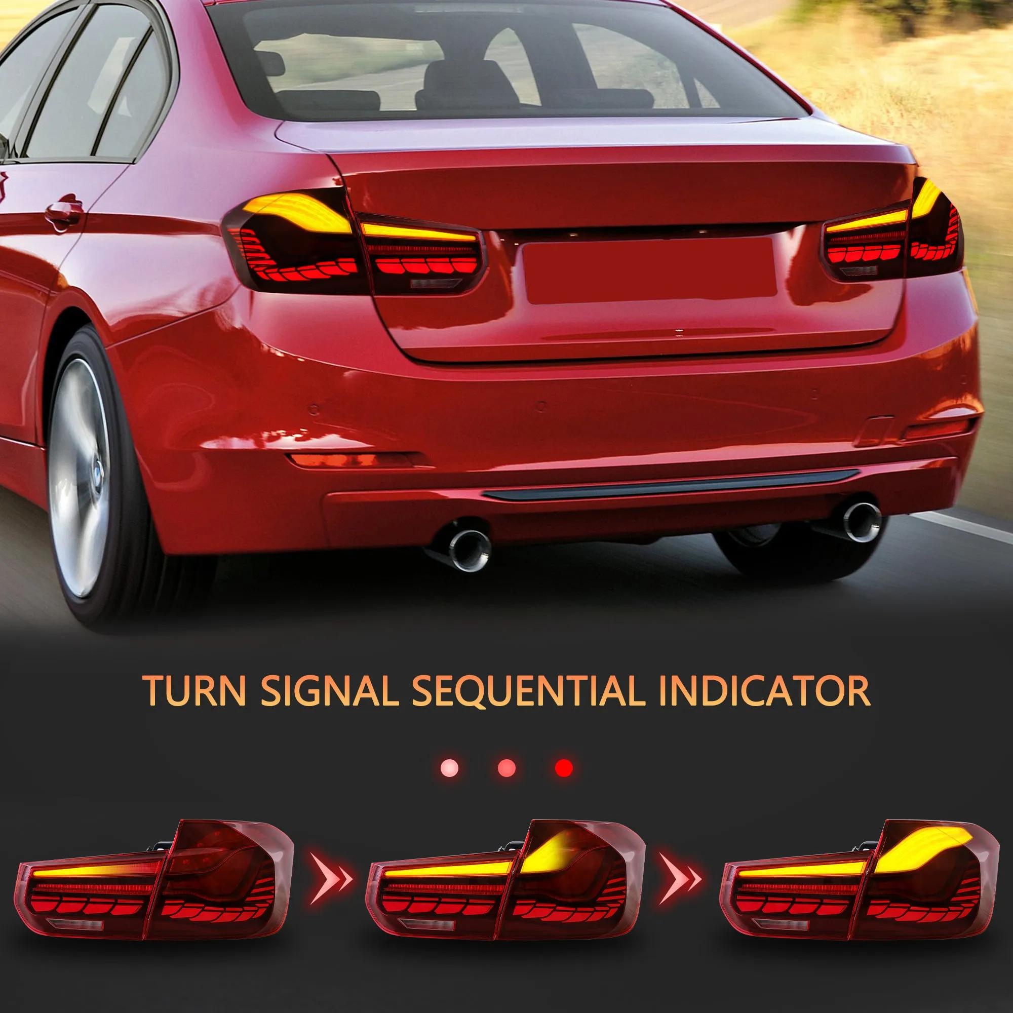 VLAND OLED Tail Lights For BMW 3-Series F30 F35 F80 M3 6th Gen Sedan 2012-2018 [E-MARK. DOT.]