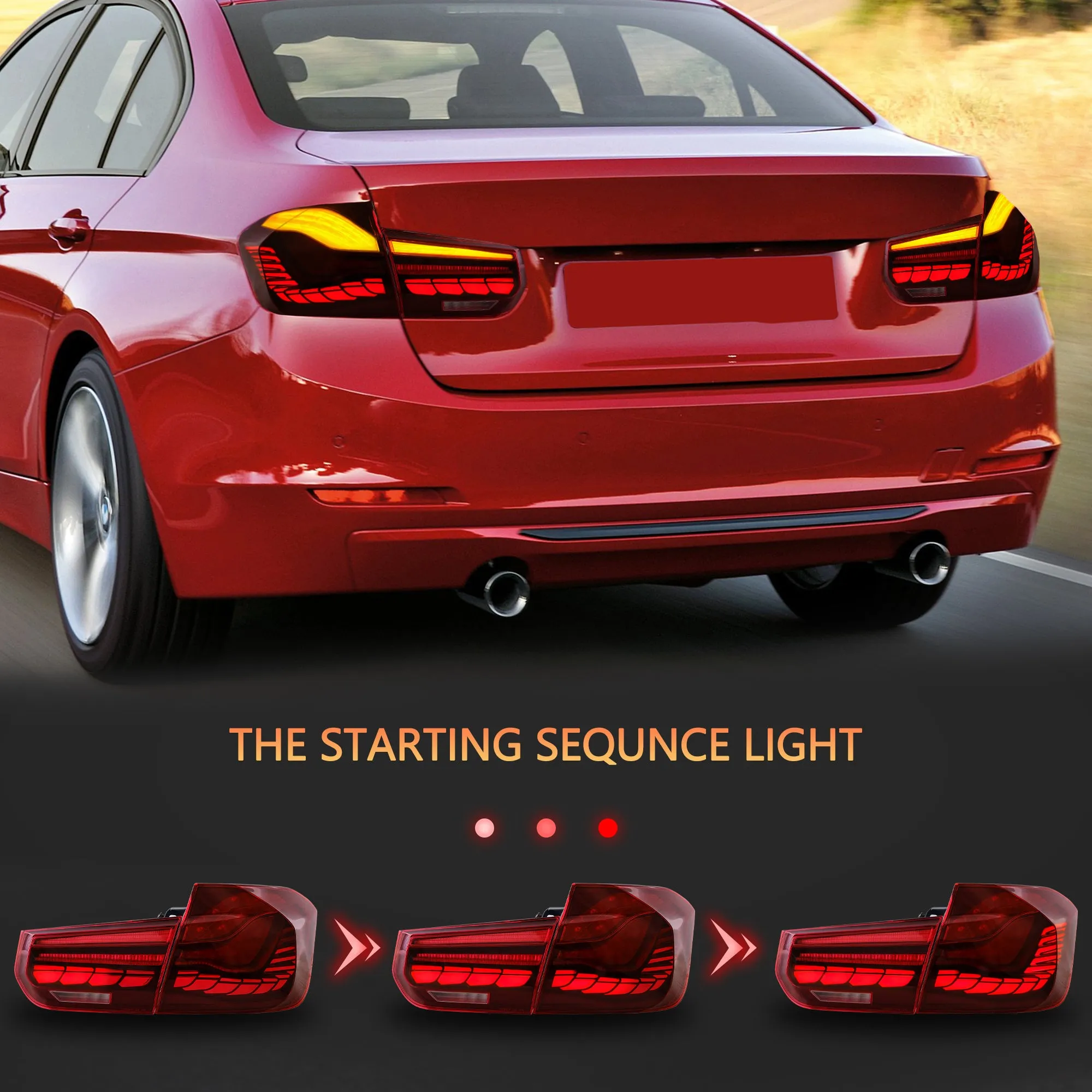 VLAND OLED Tail Lights For BMW 3-Series F30 F35 F80 M3 6th Gen Sedan 2012-2018 [E-MARK. DOT.]